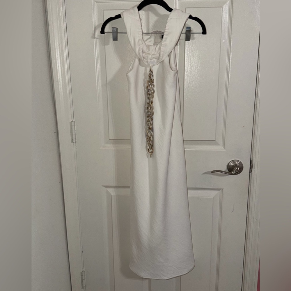 ZARA White Midi Dress Gold Chain Women Size S NWOT - Picture 4 of 7
